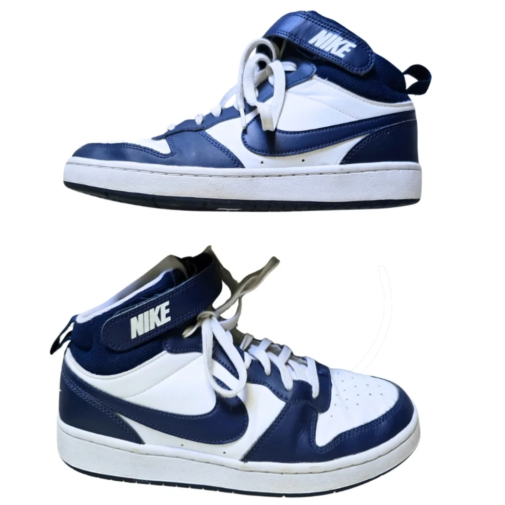 Nike Court Borough Mid 2 Big Kids Boys 7Y Blue White Sneakers
